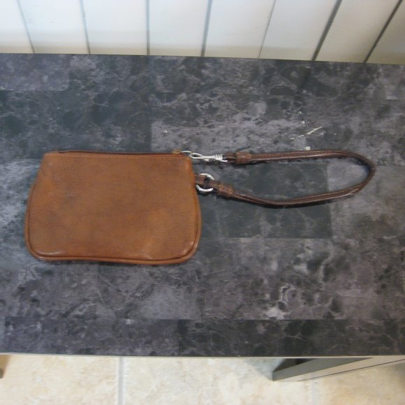 NWOT brown blue flower wristlet coin purse - Picture 3 of 6